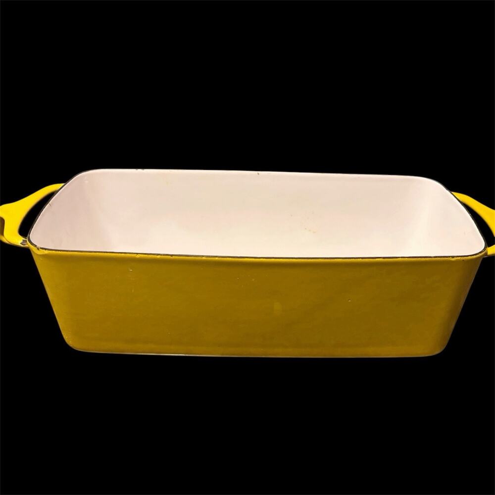 Vintage Dansk Kobenstyle Yellow Enamel Loaf Pan MCM ~11.5" x 5.5" x 3.5"